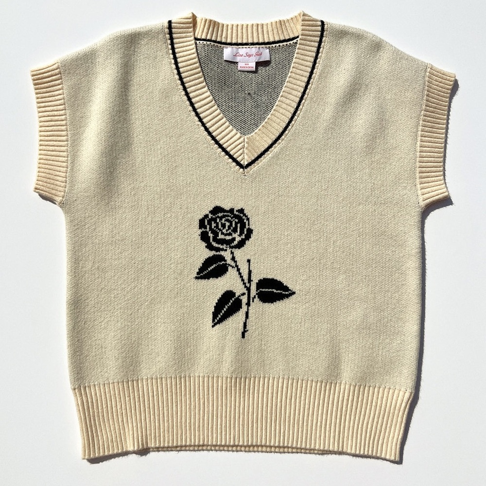 Lisa Says Gah - Fangio Vest, Ivory/Rose - XS/S, like new